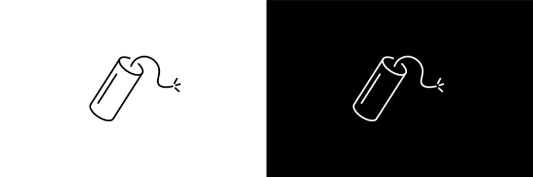dynamite outline icons in army and milatry category. White and Black style linear dynamite icon