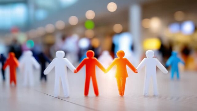 United Stand: A symbolic representation of unity, featuring diverse figures of various colors, hand in hand, forming a collective of support.