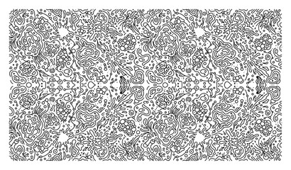 Obraz premium Biological doodle pattern with abstract organic shapes and wavy line art in modern style