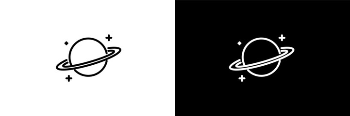 saturn outline icons in astronomy category. White and Black style linear saturn icon © Design_Farm