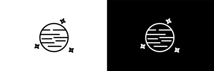 neptune with satellite outline icons in astronomy category. White and Black style linear neptune with satellite icon © Design_Farm