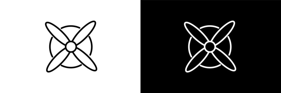 airscrew outline icons in astronomy category. White and Black style linear airscrew icon