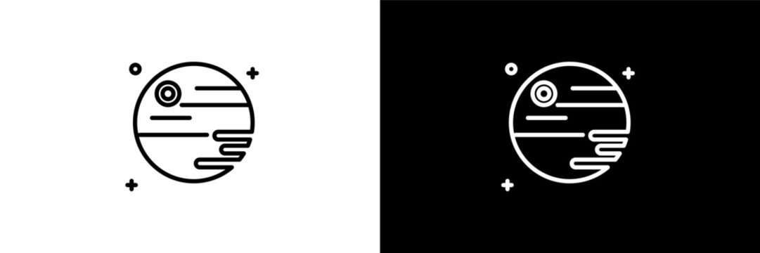 death star outline icons in astronomy category. White and Black style linear death star icon