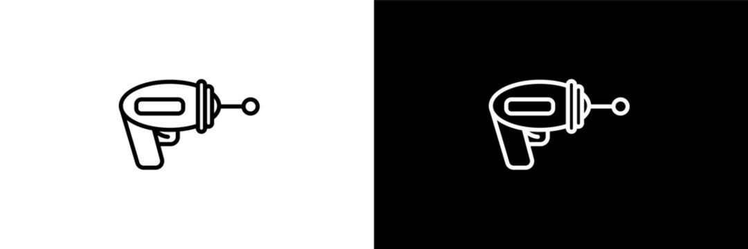 gun blaster outline icons in astronomy category. White and Black style linear gun blaster icon