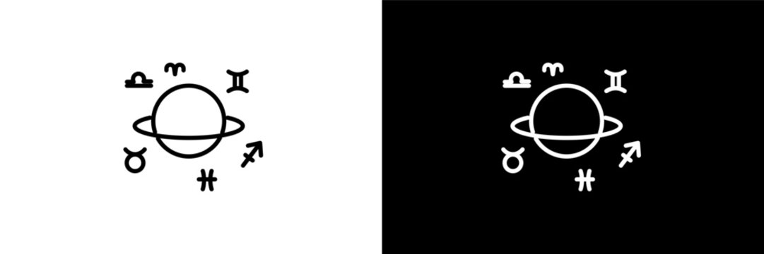 astrology outline icons in astronomy category. White and Black style linear astrology icon