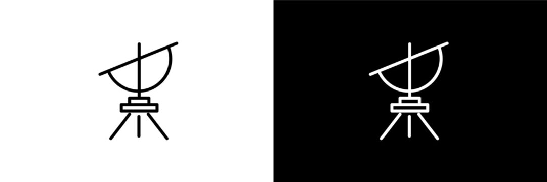 dioptra outline icons in astronomy category. White and Black style linear dioptra icon