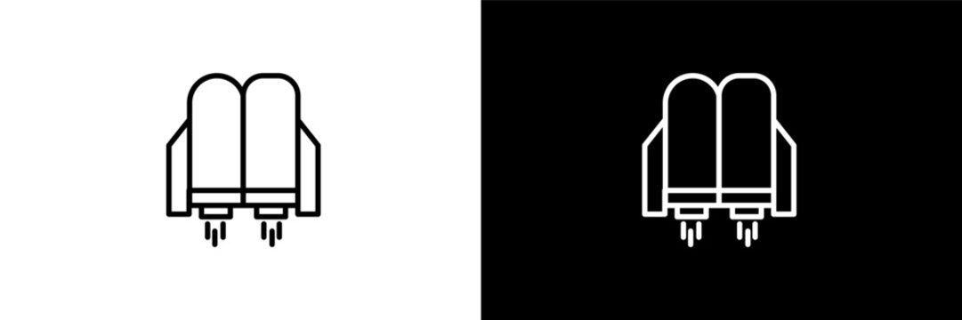 jet pack outline icons in astronomy category. White and Black style linear jet pack icon