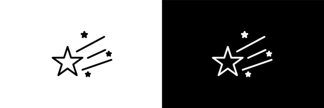 falling star outline icons in astronomy category. White and Black style linear falling star icon