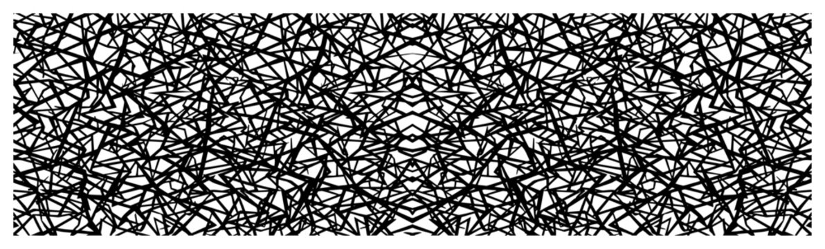 Abstract mesh pattern with chaotic tangled lines in minimalist monochrome style