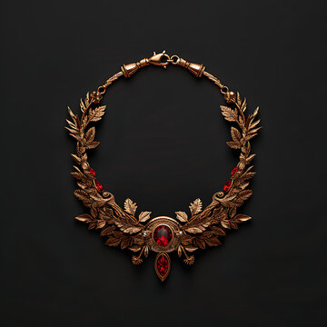 Antique gold filigree necklace with red coral beads
