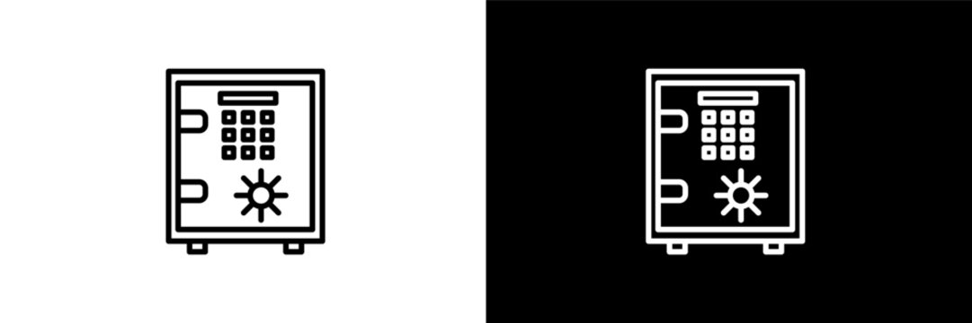 big safe outline icons in business category. White and Black style linear big safe icon