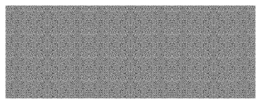 Intricate labyrinth pattern with dense geometric lines and repeating maze ornaments in monochrome style
