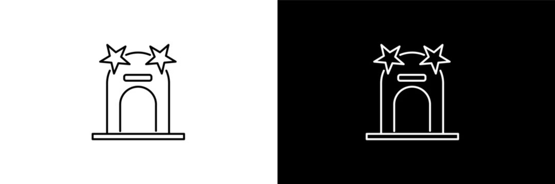 cinema ticket window outline icons in cinema category. White and Black style linear cinema ticket window icon