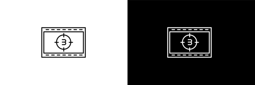 movie countdown outline icons in cinema category. White and Black style linear movie countdown icon