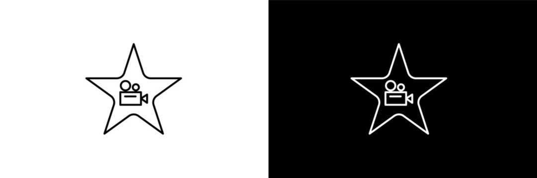 cinema celebrity outline icons in cinema category. White and Black style linear cinema celebrity icon