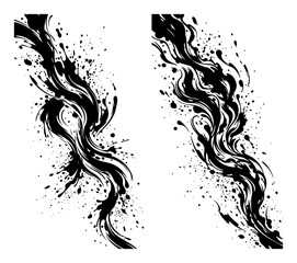 Fototapeta premium Dynamic ink splash waves with artistic paint droplets in fluid style
