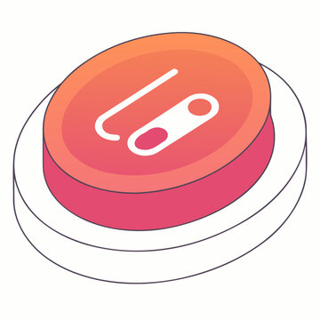 Red save button, flat icon, vector graphic, web interface element