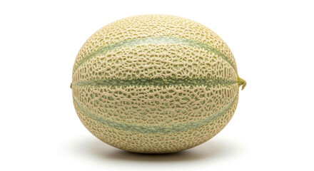 Fototapeta premium Fresh Cantaloupe Melon with A Textured, Netted Skin, Showcasing Its Natural Colors and Form Against A Clean White Concept Delicious Food