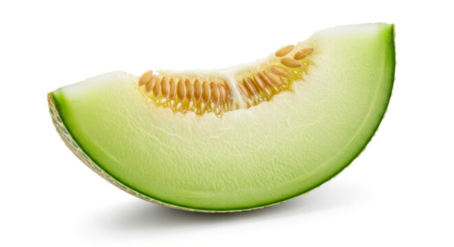 Fresh Slice of Green Melon Showcasing Its Juicy Interior and Seeds, Perfect for Summer Fruit Salads Concept Delicious Food