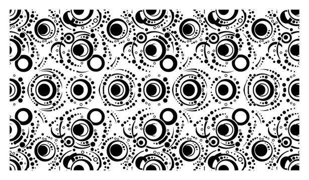 Abstract circle pattern with dotted rings and geometric orbits in contemporary style