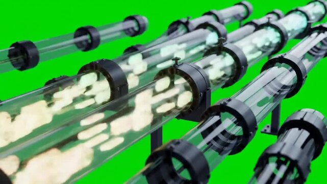 Close-up of industrial UV light tubes.