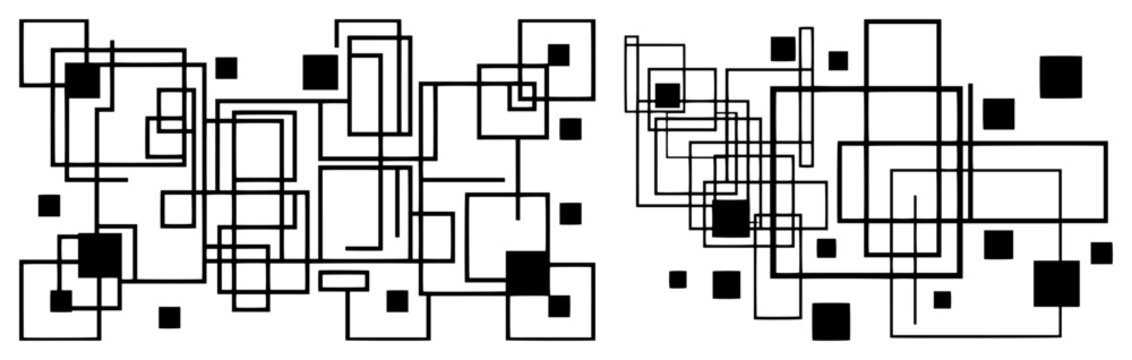 Geometric abstract pattern with overlapping squares and rectangles