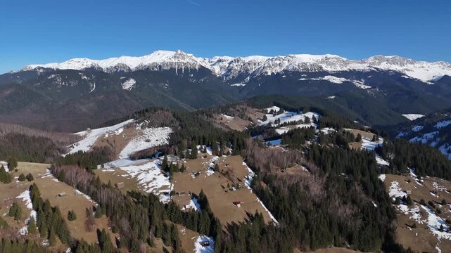 Amfiteatrul Transilvaniei Hills Panorama Spring Snow Romania