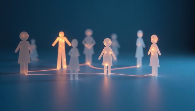 Figuras minimalistas luminosas unidas por l&iacute;neas finas