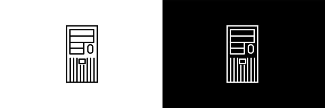 pc tower outline icons in computer category. White and Black style linear pc tower icon