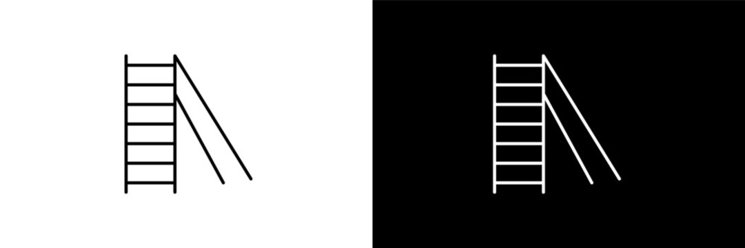 double ladder  outline icons in construction category. White and Black style linear double ladder  icon