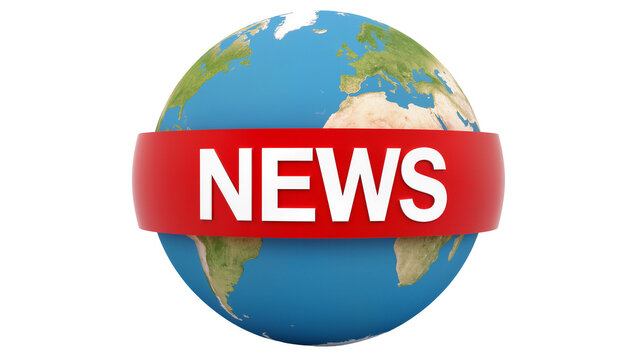 Globe Earth with Red News Banner Overlay