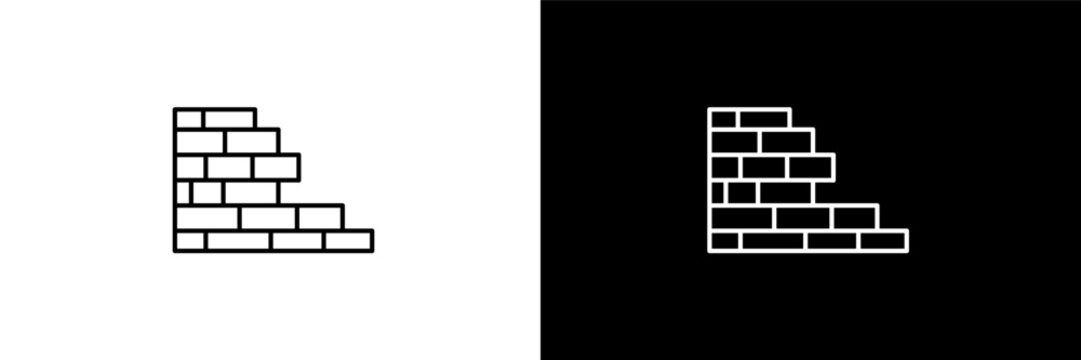 birck wall  outline icons in construction category. White and Black style linear birck wall  icon