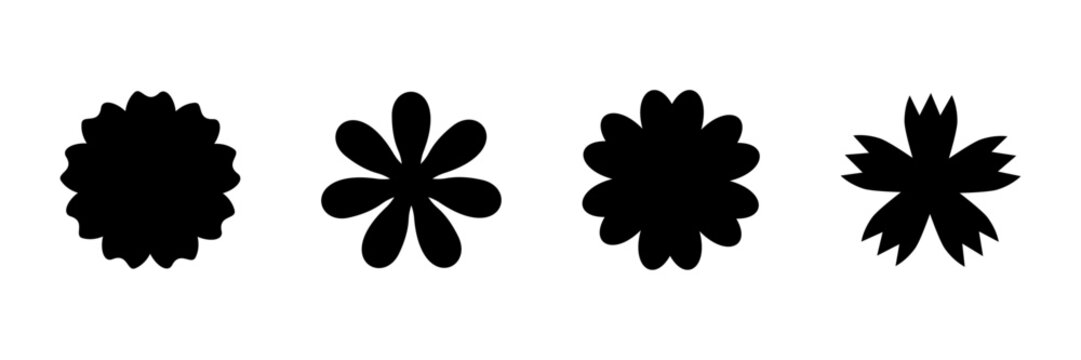 Flower vector floral with silhouette icon shape for ranunculus daisy set. Basic modern sunflower with garden flat flora for petal illustration design. Fauna summer flower with symbol.
