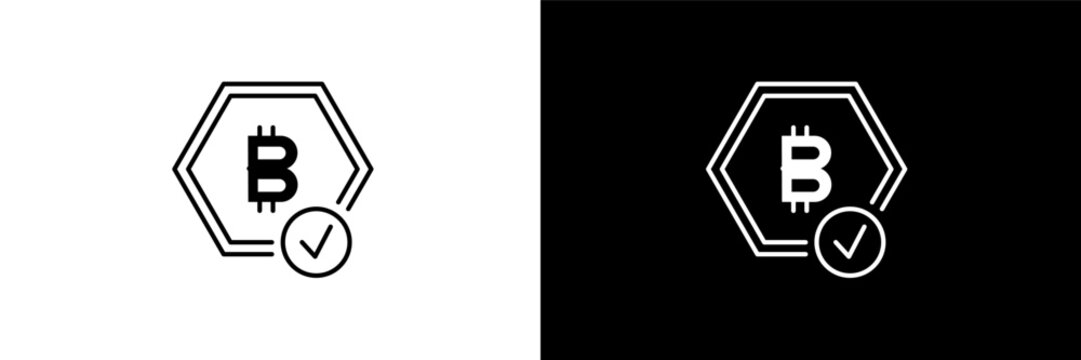 bitcoin accepted  outline icons in cryptocurrency category. White and Black style linear bitcoin accepted  icon