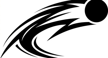 Comet silhouette vector black abstract space symbol with bold motion trails isolated on white © MdMainul