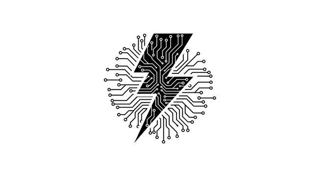 Black Lightning Bolt Circuit Board.