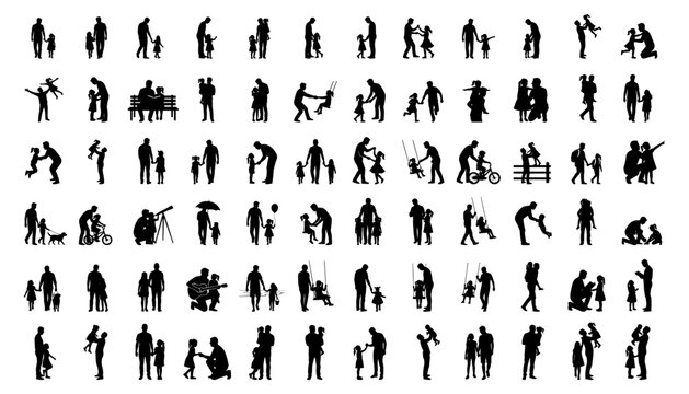 Collection of Father and Daughter Silhouettes