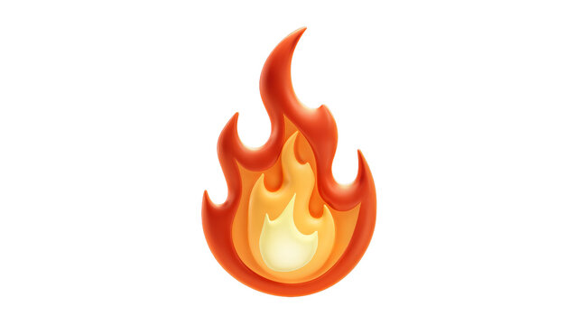 Glowing Orange Yellow Stylized Flame Icon with Bright Core