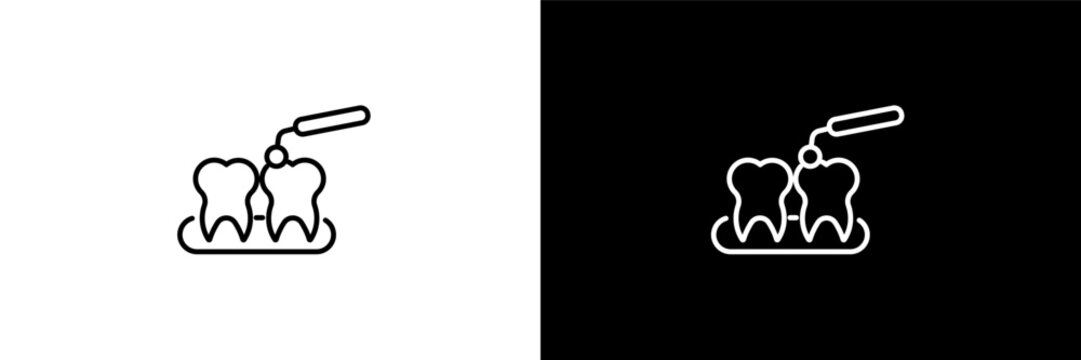 interproximal outline icons in dentist category. White and Black style linear interproximal icon