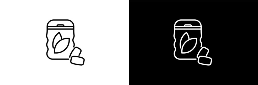 mint gum outline icons in dentist category. White and Black style linear mint gum icon