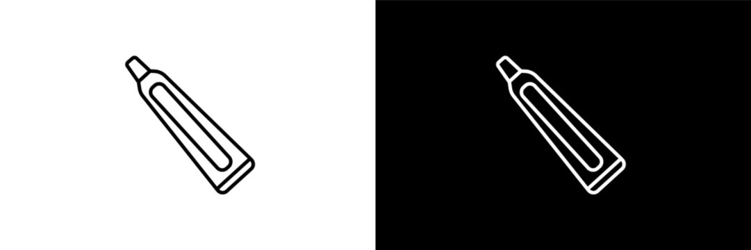 toothpaste tube outline icons in dentist category. White and Black style linear toothpaste tube icon