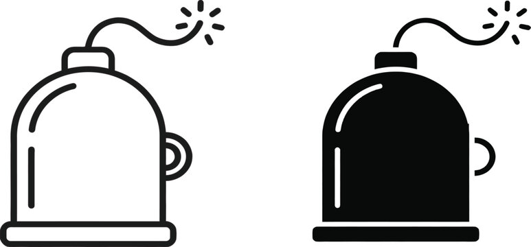 Two bomb icons outline and filled versions depicting a dangerous explosive device