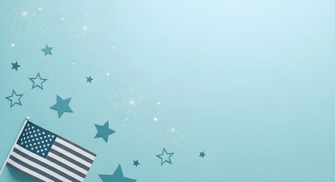 Celebrating independence day patriotic american flag with sparkling stars on a vibrant blue background