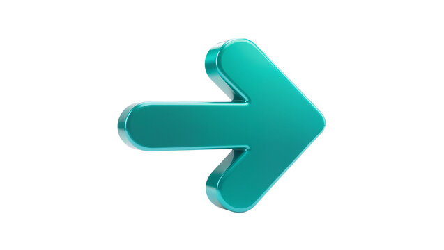 Glossy teal 3D arrow pointing right with shadow
