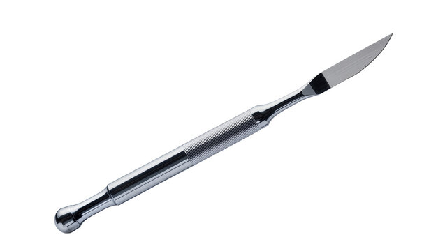 Surgical scalpel with silver handle and steel blade