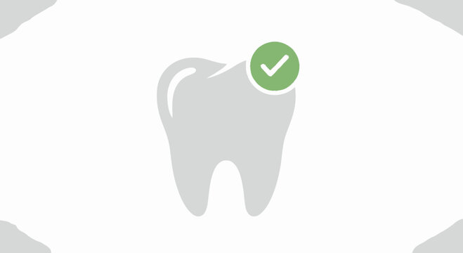 Dental Tooth Icon With Checkmark.
