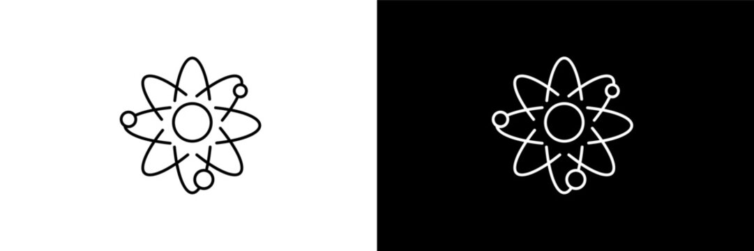 atomic orbitals outline icons in education category. White and Black style linear atomic orbitals icon