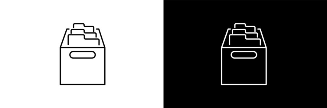 archives outline icons in education category. White and Black style linear archives icon