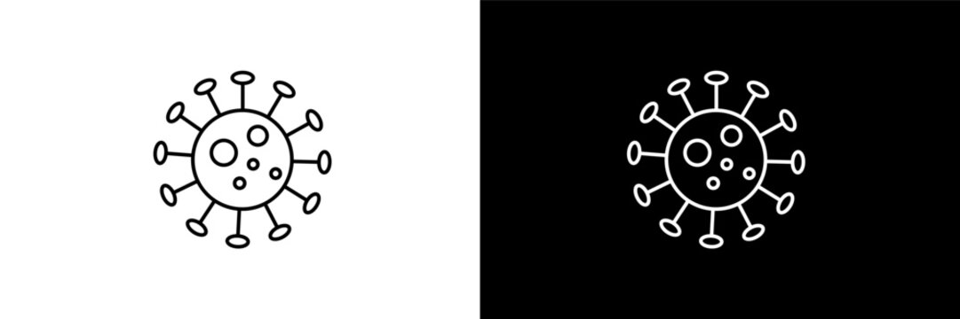 virus outline icons in education category. White and Black style linear virus icon