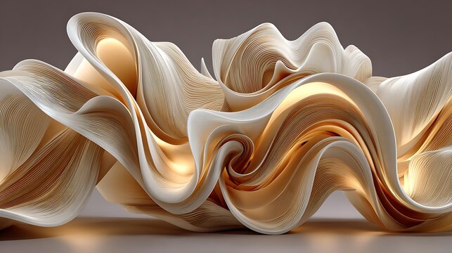 Golden metallic ribbons swirling in a smooth, seamless pattern